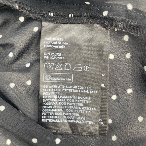 H&M Polka Dot Plunge V-Neck Back Tie Balloon Sleeve Peplum Blouse Coquettegirl L - Picture 14 of 15